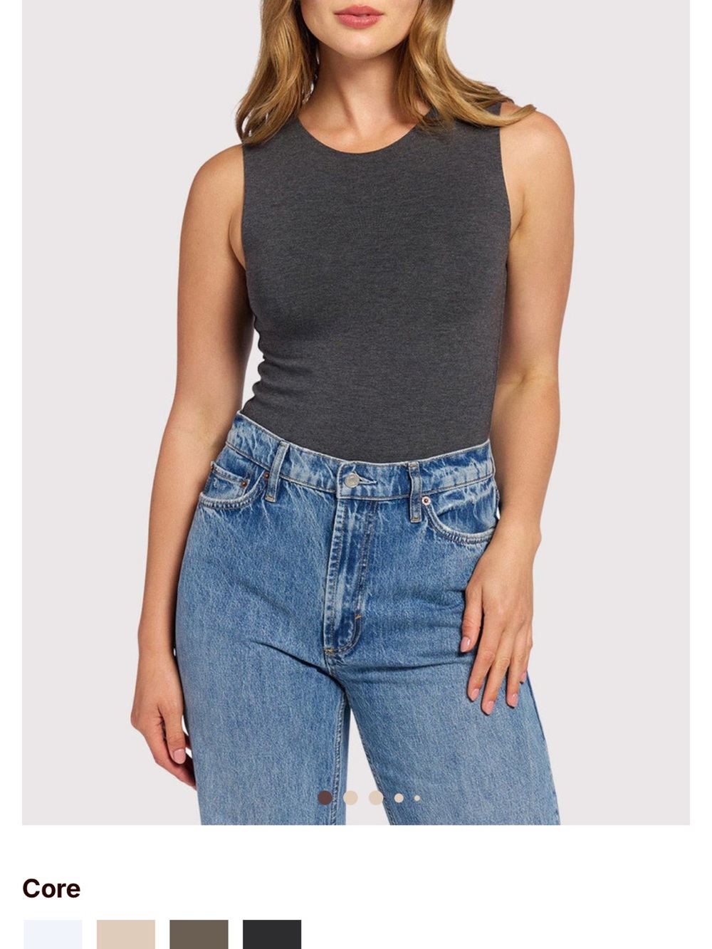 Nuuds Women’s Classic Crew Tank Bodysuit in Heather Charcoal